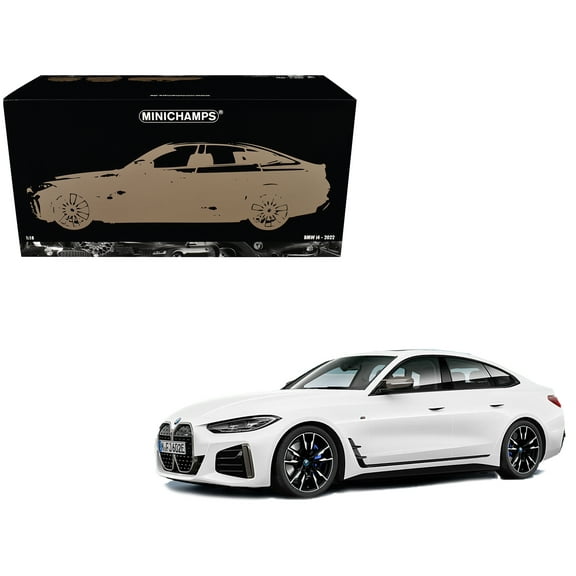 BMW i4 White Metallic 1/18 Diecast Model Car by Minichamps