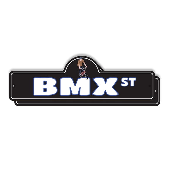 BMX (2 Pack) Plastic Street Sign - 6 Inch X 18 Inch Gift Bicycle Stunt Sport Freestyle Tricks Racing Outdoor Extreme Jump Ride Adventure