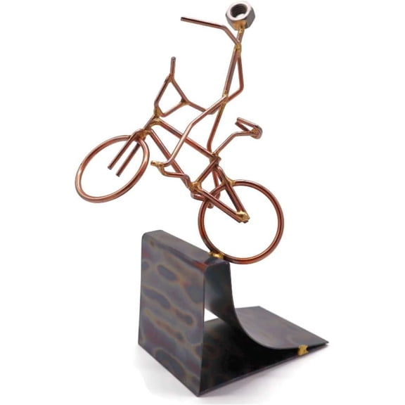 BMX Bike Pipe Collectible Handmade Metal Art Figurine, Desk Accessories, Trophy, Boss Gift, Home Office Dcor, Cycling