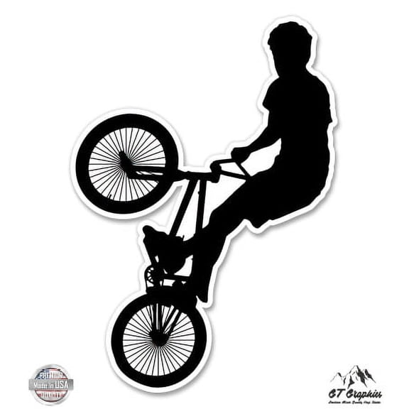 BMX Biker - 3" Vinyl Sticker - For Car Laptop I-Pad Phone Helmet Hard Hat - Waterproof Decal