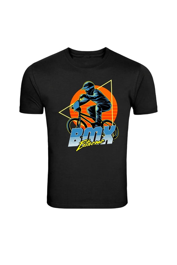 BMX Extreme Rider Retro Sunset Bike Stunt Graphic T-Shirt
