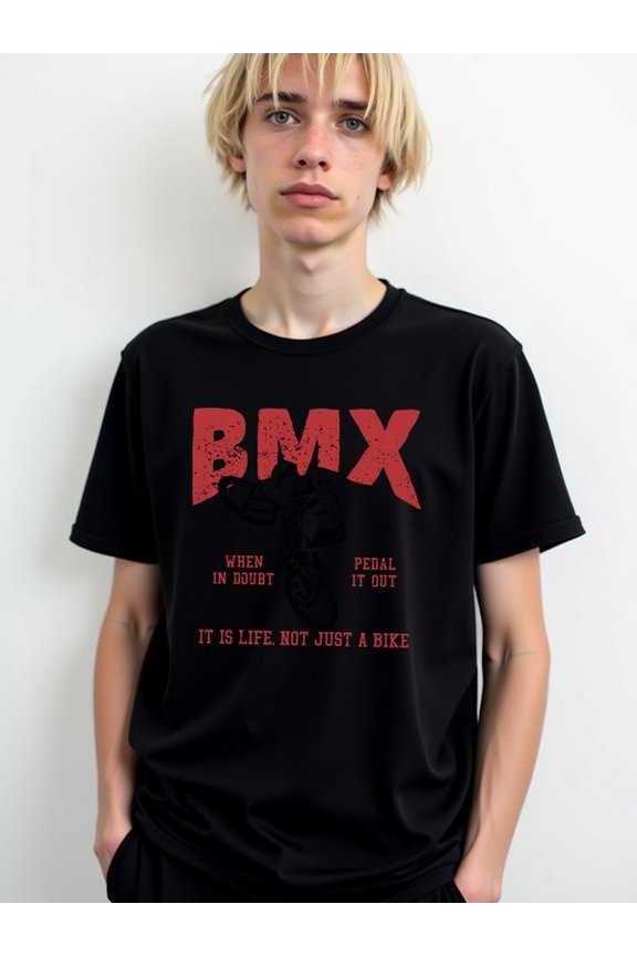 BMX Life: Pedal It Out Tee men's t-shirts black graphic 2026 summer and spring season Everyday and weekend wear Retro Unisex Shirt Graphic tshirts