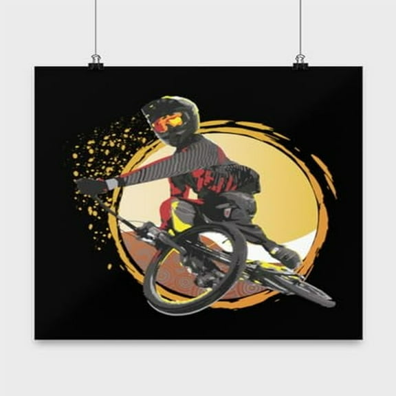 BMX Poster, 360 Degrees Spin, Biking Wall Art Gift, Black 13x13in Poster