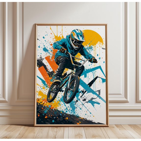 BMX Poster, BMX Rider Print, Urban Sports Wall Art, Bike , Extreme Action Decor, BMX Wall Art, Modern Wall Decor , Poster Print Only