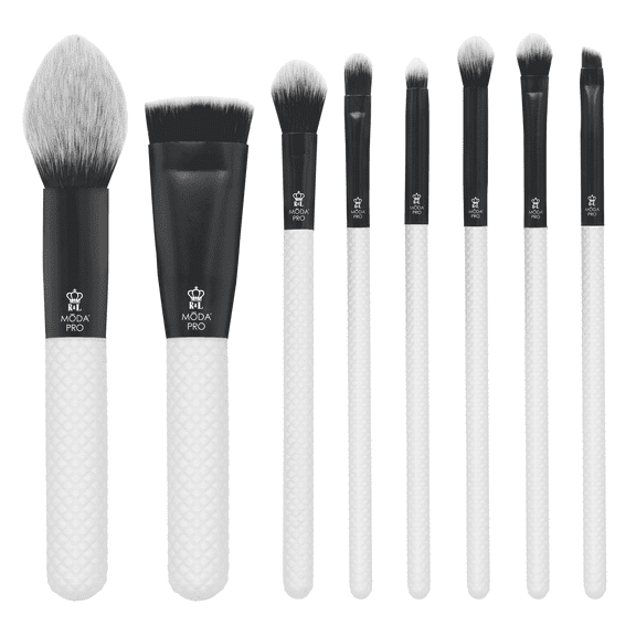 Moda Brush Pro White Glam 8-Piece Makeup Brush Kit