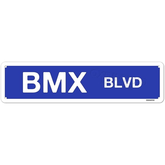 BMX Street Sign Dirt Bike Racer Racing Rider Signs Off Road Dirt Bike Enduro Rally Mechanic Man Cave Garage Metal Plaque Wall Decor Aluminium 4x16 Inches