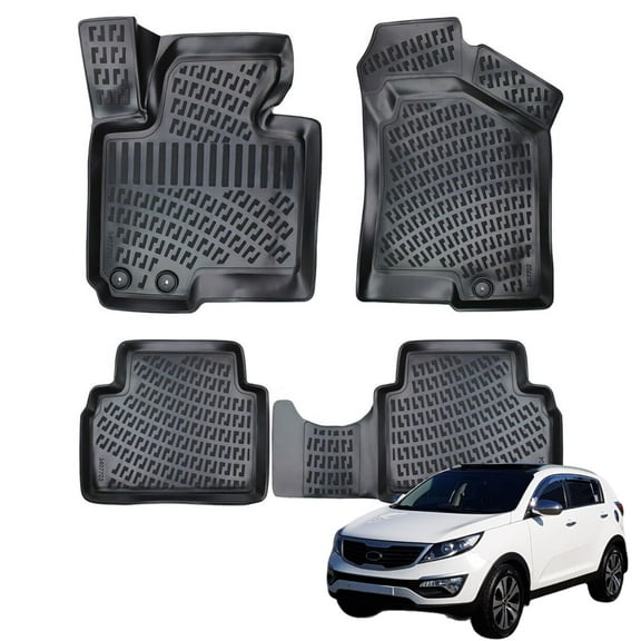 BMY MOTORS Car Floor Mats Liner Compatible for Kia Sportage 2011-2016 | Front & 2nd Row Seat | Waterproof | All Weather | Durable, Black