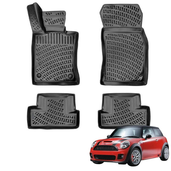 BMY MOTORS Car Floor Mats Liner Compatible for Mini Cooper R56 2006-2013 | Front & 2nd Row Seat | Waterproof | All Weather | Durable, Black