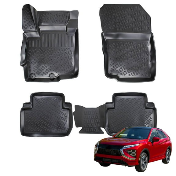 BMY MOTORS Car Floor Mats Liner Compatible for Mitsubishi Eclipse Cross 2018-2024 | Front & 2nd Row Seat | Waterproof | All Weather | Durable, Black