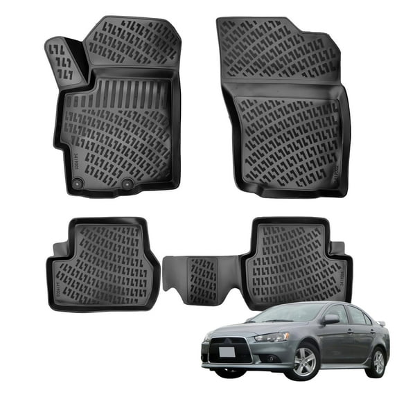 BMY MOTORS Car Floor Mats Liner Compatible for Mitsubishi Lancer 2008-2017 | Front & 2nd Row Seat | Waterproof | All Weather | Durable, Black