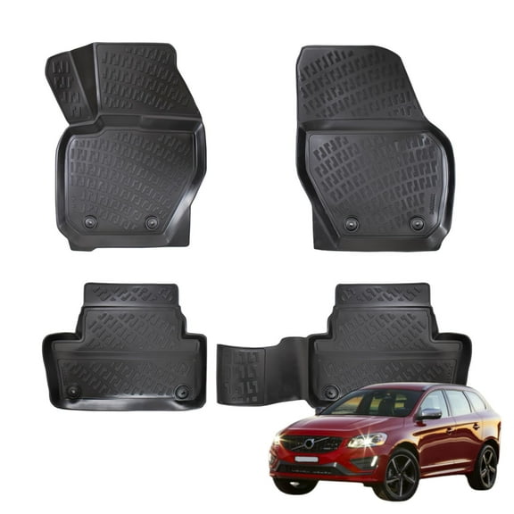 BMY MOTORS Car Floor Mats Liner Compatible for Volvo XC60 2009-2017 | Front & 2nd Row Seat | Waterproof | All Weather | Durable, Black