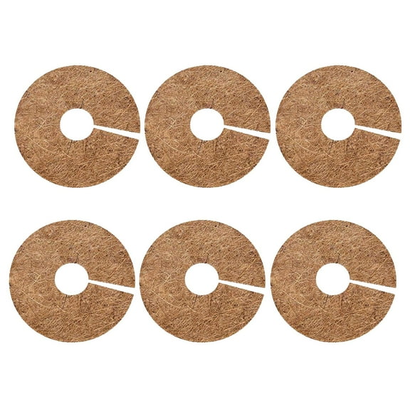 BMYJ 1/6PCS Coconut Fiber Mulch Ring Tree Plant Protector Mat, 20cm Natural Coco Coir Tree Protection Ring Plant Pot Soil Cover, Tree Rings Disc Plant Cover for Indoor Outdoor Plants,Landscaping