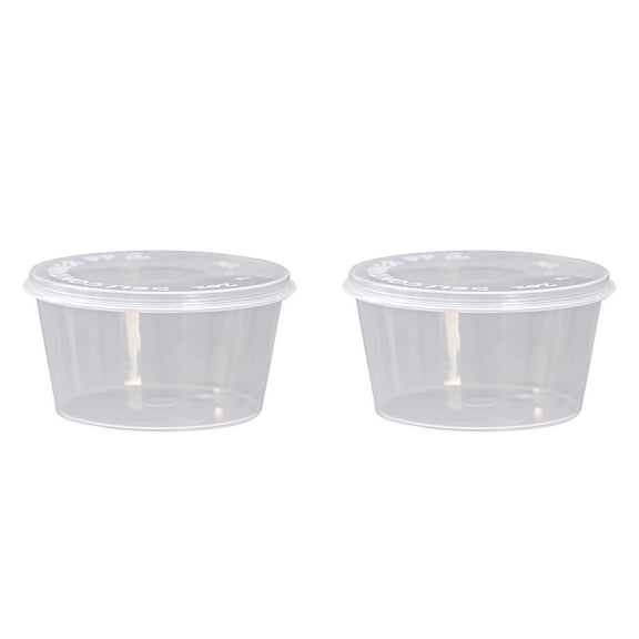 BMYJ [100 Sets - 4 Oz ] Portion Cups with Lids, Small Plastic Containers with Lids, Airtight and Stackable Souffle Cups, Sauce Cups, Condiment Cups for Lunch, Party, Trips
