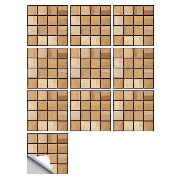 BMYJ 1Set 10pc Adhesive Tile Sticker for Kitchen and Bathroom, Mosaic Colorful Vinyl Waterproof Wall Sticker Decoration, DIY Peel and Stick Backsplash Tile, Easy to Apply and Remove, Home Upgrade