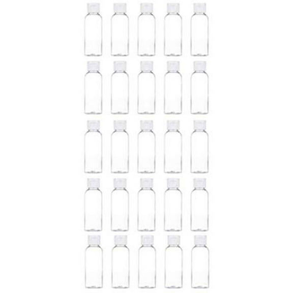 BMYJ 25PCS 2 Oz Plastic Empty Bottles with Flip Cap Small Travel Size Bottles Hand Liquid Soap Bottles Refillable Travel Container for Shampoo Body Soap (Clear)