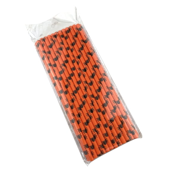 BMYJ 25Pcs Halloween Straws, Halloween Paper Straws, Biodegradable Pumpkin, Bat, Spider, Skull Drinking Straws for Halloween Party Supplies, Wedding, Sports Party, Beverages, Cocktail Decorations