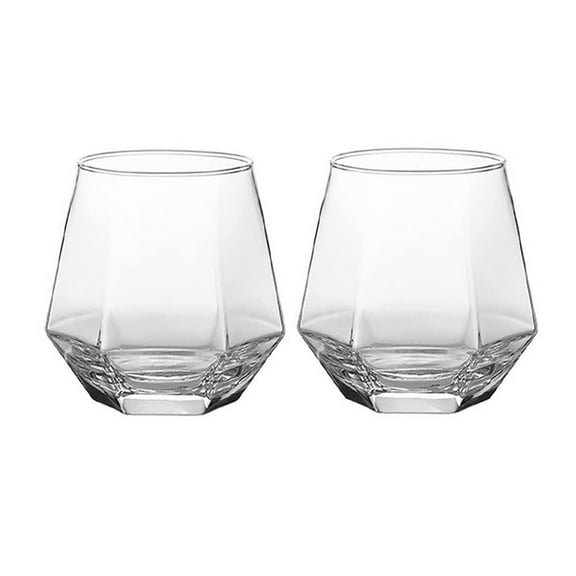 BMYJ 2PC Hexagonal Glass Home Cold Drinking Glass,Wine Glass for Cocktails Whiskey,Dinner Party Entertaining,Giftable,Dishwasher Safe,Spill-Proof Design,Durable Glassware,Highball Tumbler