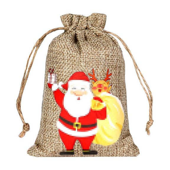 BMYJ 2pcs Christmas Burlap Bag Set Drawstring Advent Calendar Small Cloth Bag, Christmas Decoration Gift Bag Candy Bag for Gift Wrapping Boxes Xmas Party Supplies Decorations, Rustic Natural Look
