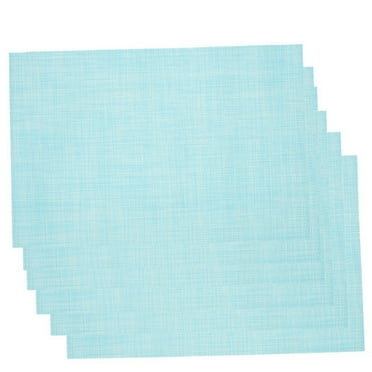 BMYJ 6Pcs Placemats Placemats Vinyl Woven Place Mats for Kitchen Table Indoor/Outdoor Washable Wipeable Dining Blue Placemats Set of 6 12X18 Inch