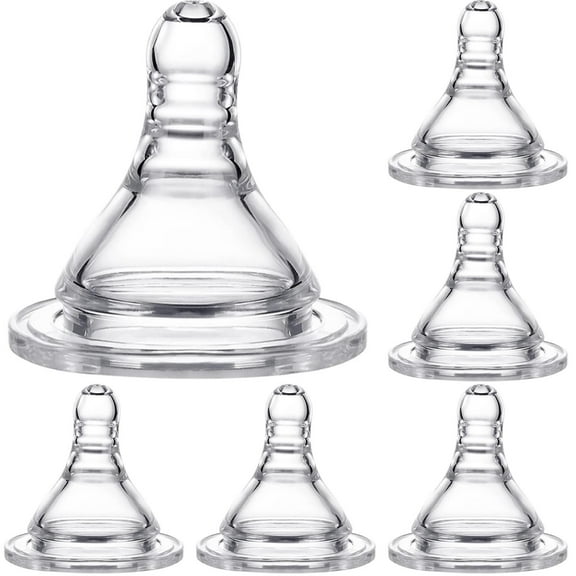 BMYJ 8 PCS Bottle Slow Flow Nipple for and Older Silicone for Bottles,Natural Flow Preemie Flow Narrow Bottle Silicone Nipple,Soft Silicone, Medium Flow
