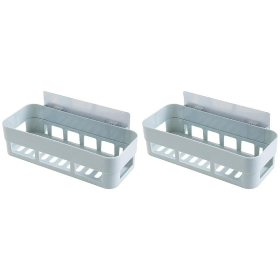 BMYJ Adhesive Bathroom Shelf, Adhesive Plastic Floating Shelf Stick on Wall Mounted Shower Caddy Shower Organizer for Bathroom Kitchen Bedside, No Drilling