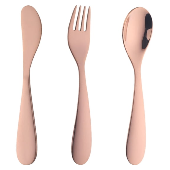 BMYJ Available In Multiple Colors Cutlery Metal 3 Pcs Stainless Flatware with /Fork/Spoon Todler Silverware & Polished Dishwasher Safe Mirror Polished