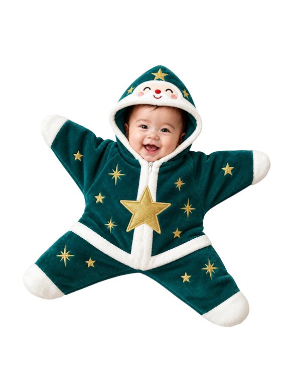 Baby Boys Girls Elf Hooded Fleece Jumpsuit, Full Body Plush Jumpsuit with Belt Details, Soft Warm Winter Jumpsuit for Infant Christmas Holiday Outfit (Mint Green, 3 Months)