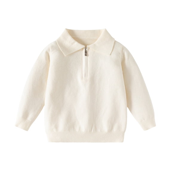 BMYJ Boys Collared Quarter Zip Knit Pullover Sweater, Polo Neck Long Sleeve Casual Sweater, Soft Knit Pullover for Toddler Boys, School Daily Fall Sweater (B, 5-6 Years)