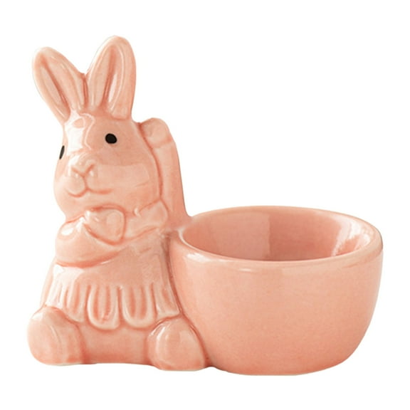 BMYJ Ceramic Egg Cup, Ceramic Rabbit Egg Cup, Creative Ceramic Bunny Egg Cup Holder, Porcelain Colorful Egg Cup for Soft Boiled Egg Home Decor Kitchen Utensils Easter Bunny Egg Stand Decoration