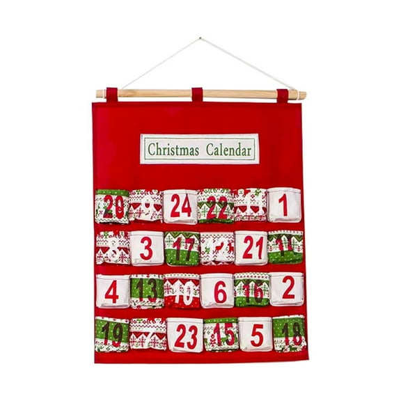 BMYJ Christmas Tree Advent Calendar Vintage Style Holiday By Pockets Of Learning | Interactive Seasonal Fabric Wall Hanging,Cloth Christmas Countdown