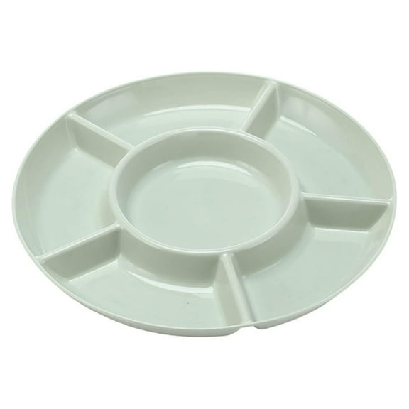 BMYJ Divided Serving Tray, 11 Inch Unbreakable Chip and Dip Platter, Serving Plate, 5 Sectional Party Snack Relish Tray for Serving Food, Nuts, Candy, Dried Fruit, Veggies