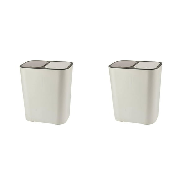 BMYJ Dual Trash Can, 2 Compartment Kitchen Garbage Can Plastic Dry and Wet Classified Recycling Bin Wastebasket Liter Bin Dustbin Rubbish Box Garbage Container for Home
