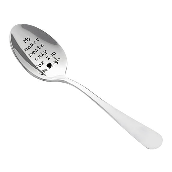 BMYJ Engraved Coffee Spoons Personalized Tableware Engraved Spoon Wonderful Romantic Present for Lover Couple Girlfriend Boyfriend Cute Tea Spoon Tabletop Utensil Gift for Anniversary Daily Use