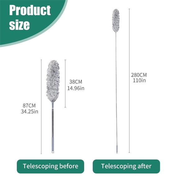 BMYJ Extendable Telescoping Microfiber Duster with Bendable Corner,Washable Long Handle Dust Wiper and Remover for High Ceilings,Fans,Vents,Corners and Hard-to-Reach Areas, Flexible Cleaning Tool
