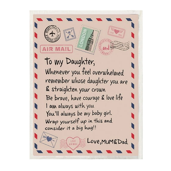 BMYJ Flannel Blanket Daughter Gift Letter Hug Blanket for Daughter Son Gift for Daughter From Mom and Dad Birthday Gift for Daughter Back to School Gift for Adult Daughter