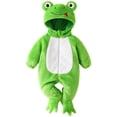 thumbnail image 1 of BMYJ Frog Shaped Hooded Fleece Jumpsuit, Adorable Animal Themed Outfit for Baby Toddler Boys Girls, Warm Plush Jumpsuit for Holiday Dress Up Daily Wear (Green, 12-18 Months), 1 of 8