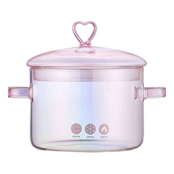 BMYJ Glass Cooking Pot with Lid Heat Resistant Borosilicate Glass Cookware Stovetop Pot Set - Paella Pan Simmer Pot with Cover Safe for Soup, Broth Tea & Small Meals