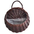 thumbnail image 1 of BMYJ Handwoven Rattan Wall Hanging Planter Basket - 12.4 Inch Diameter Indoor/Outdoor Waterproof Flower Pot for Garden Fence Decoration, Wicker Plant Hanger with Hooks for Plants Herbs, 1 of 8