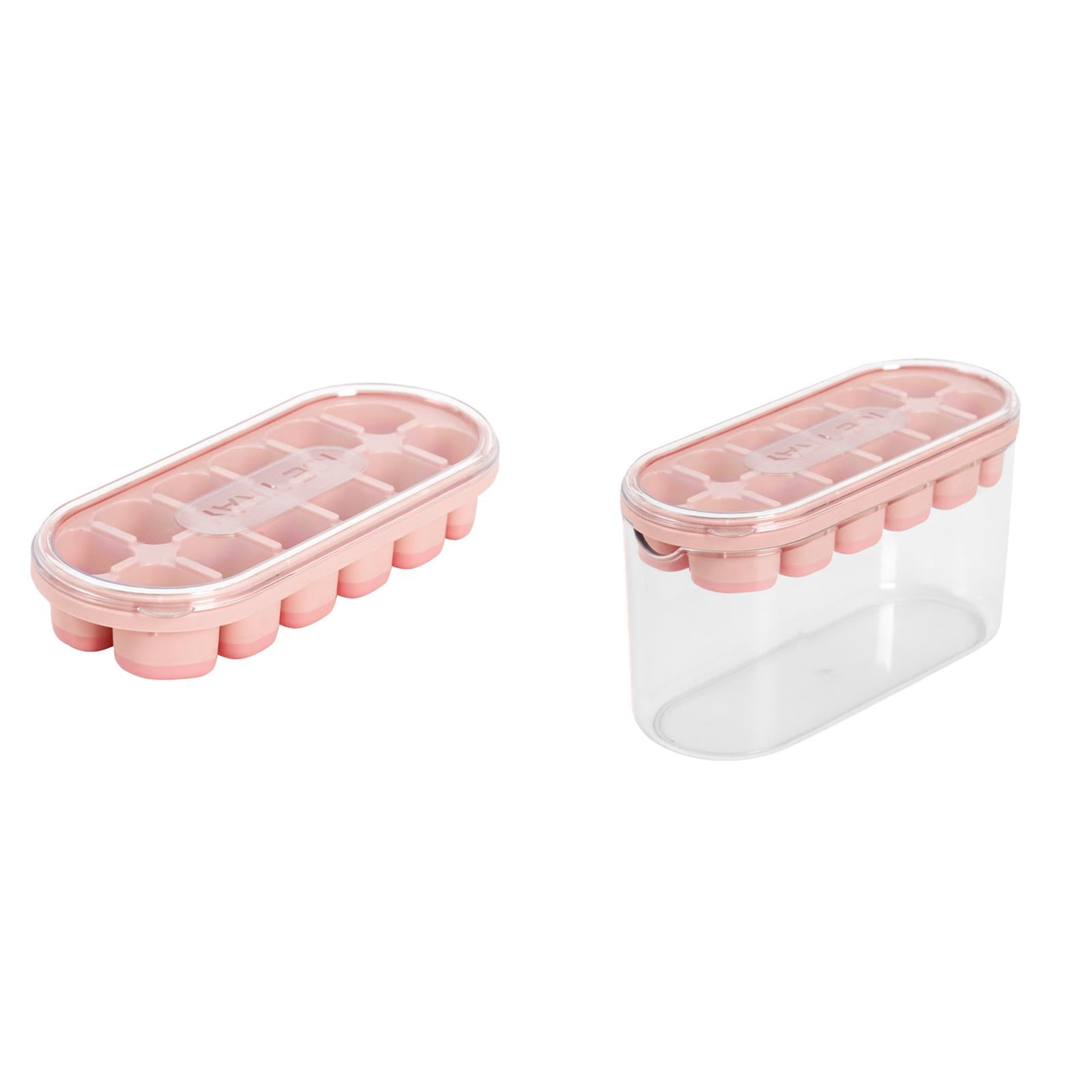 BMYJ Ice Cube Tray with Lid and Bin, Silicone Plastic Ice Cubes Trays ...