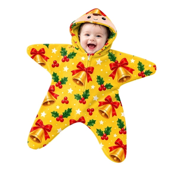 BMYJ Infant Baby Star Shape Hooded Coverall, Christmas Tree Print Wrap ...