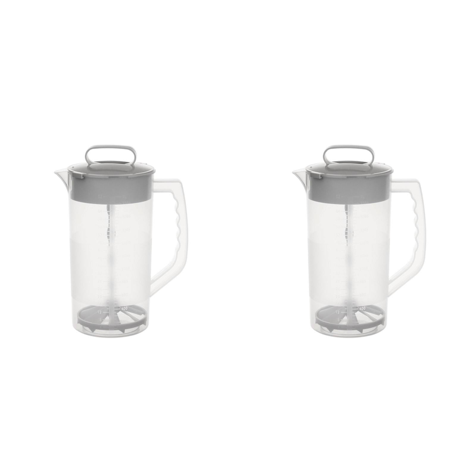 BMYJ Mixing Pitcher for Drinks 2 Quart/ 68 Oz Plastic Water Pitcher with Lid，easy-Mix Juice Container，angled Plastic Blades and Adjustable Mixer Plunger for Juice, Tea, Beverage Container