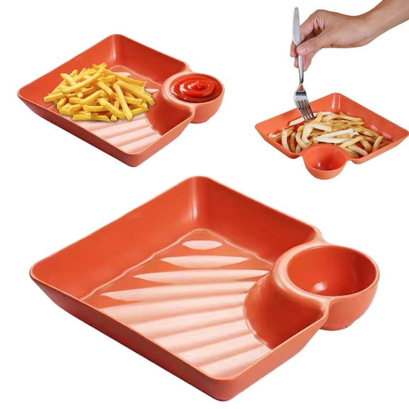 BMYJ Multi Section Chip and Dip Serving Tray Plastic Reusable Divided Plate with Dipping Sauce Compartments Dumpling Appetizer Platter for Entertaining Party Snacks Veggie Fruit