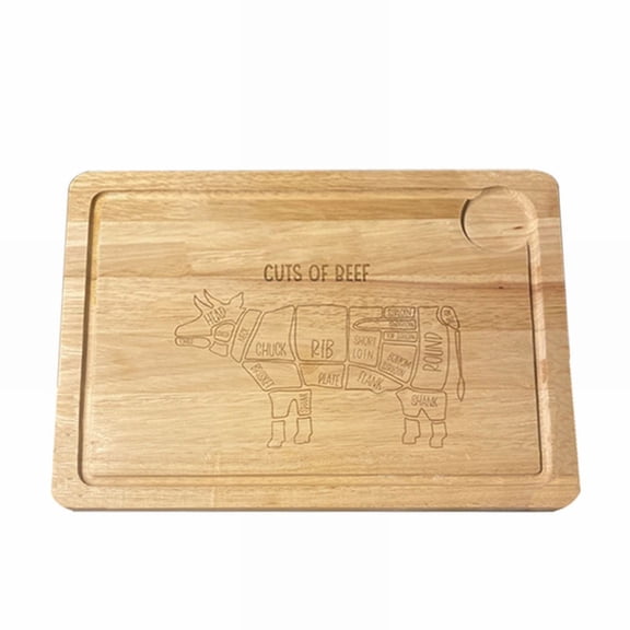 BMYJ Personalized Engraved Wood Cutting Board with Detailed Beef Cow Meat Map Design, Gift Idea for Wedding, Housewarming, Anniversary, Birthday, Holiday, Kitchen Chopping Board and Serving Tray