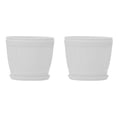 thumbnail image 1 of BMYJ Plant Pots Bulk, Round Resin Planters with Drainage Holes and Trays for Indoor Outdoor House Plants and Flowers, White (4 Size Options), 1 of 9