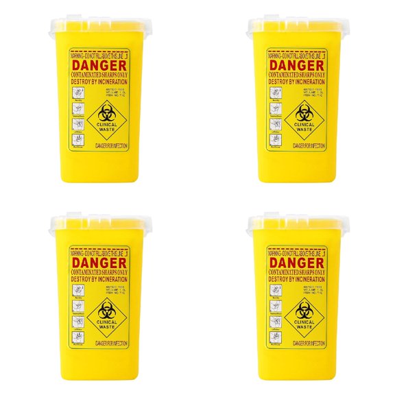 BMYJ Red Sharps Container Biohazard Needle Disposal Container, Biohazard Needle and Syringe Disposal | Small Portable Container for Travel and Professional Use