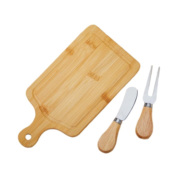 BMYJ Round Wood Charcuterie Board Set with Stainless Steel Knives and Forks, Mini Cheese Serving Board, Includes Thank You Card and Gift Box, Perfect for Wedding Guests and Party Gifts