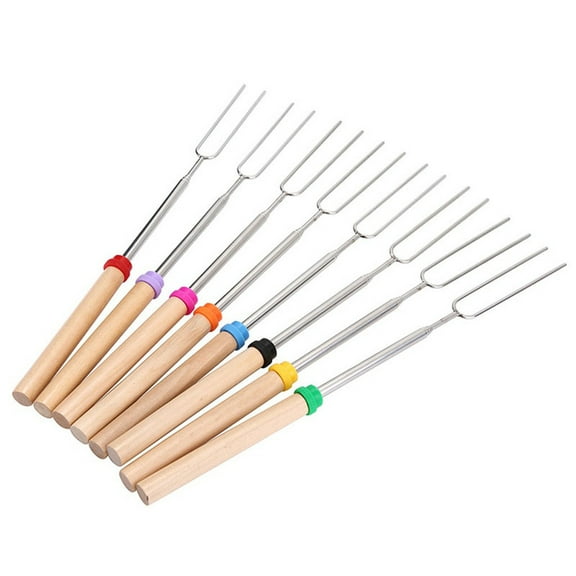 BMYJ Stainless Steel BBQ Marshmallow Roasting Sticks Extending Roaster Telescoping,Hot Dog Fork Campfire Cooking Equipment, Camping Essentials Gear Outdoor Accessories