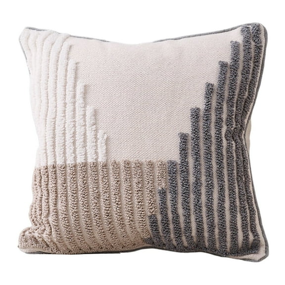 BMYJ Throw Pillow with Rope Pattern and Tassels Soft Cotton Linen Textured Cushion for Sofa Bed,Soft & Stylish Moroccan Decorative for Couch Sofa Living Room Home Decor