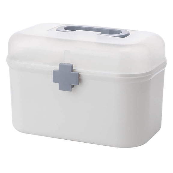 BMYJ White Large Empty First Aid Box for Family, Office, Travel – Portable Emergency Medical Kit Organizer with Handle, Detachable Holder, and Clear Storage Bin (2 Size Options)