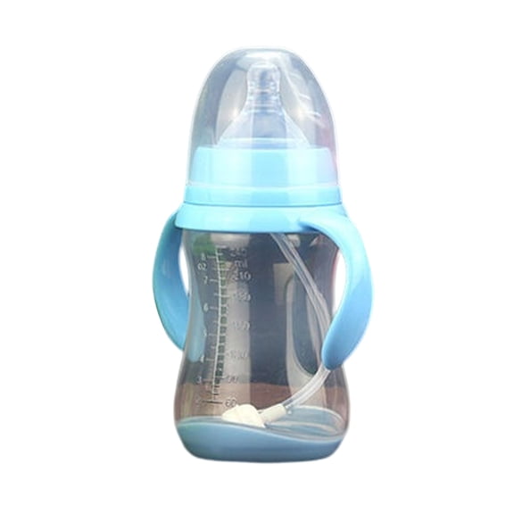 BMYJ Wide Caliber PP Bottle With Handle Anti Drop Anti Flatulence Plastic Bottle 240ML For Cartoon Portable Leak Proof Straw Sippy Cup for Travel, Daycare & At Home